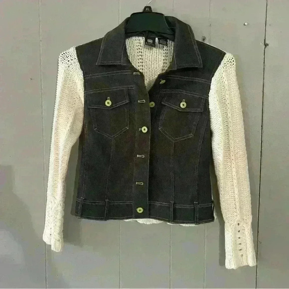 LaVie Boheme Denim And Knit Button Up Women’s Size S - Picture 1 of 3